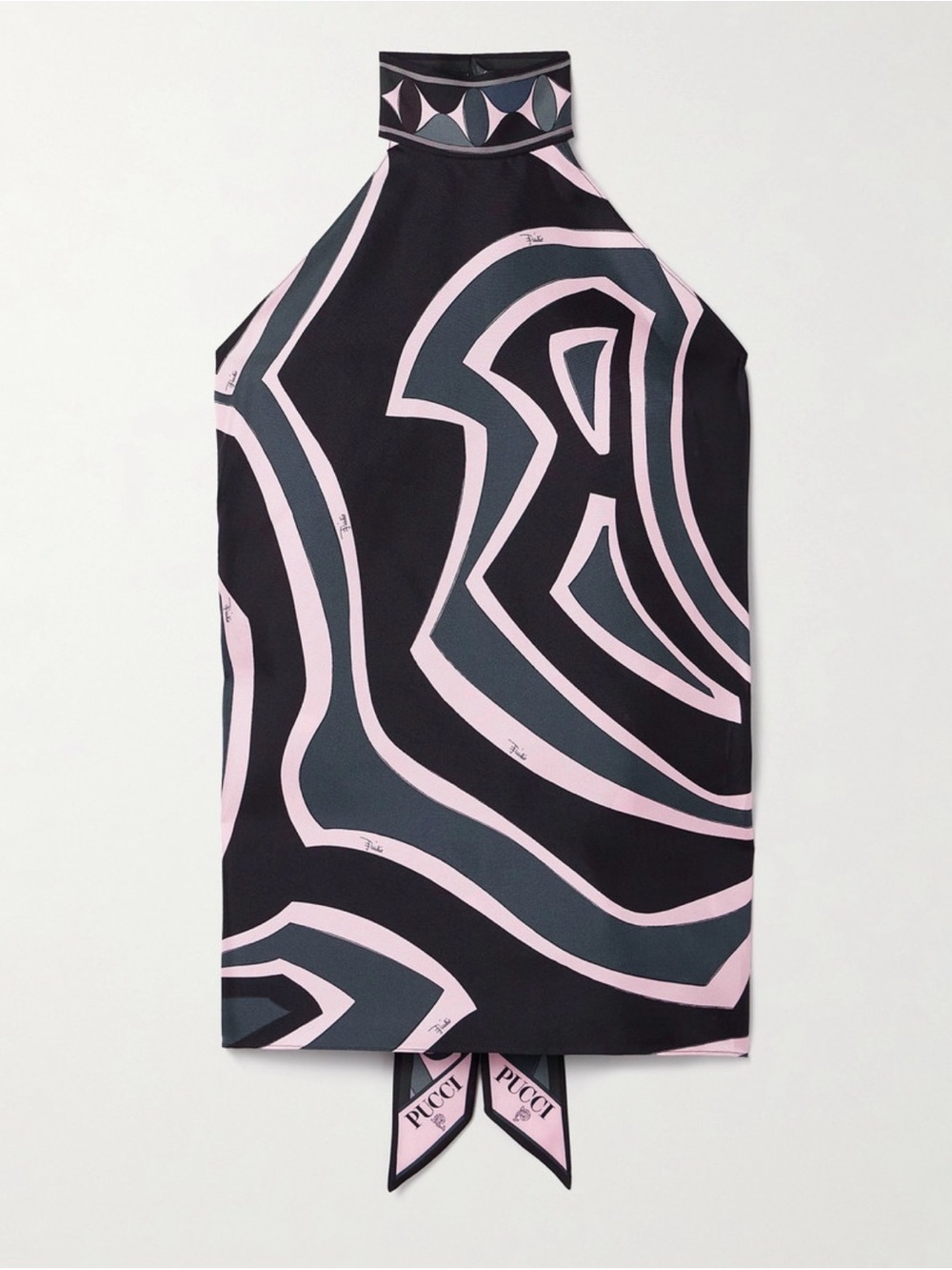 Emilio Pucci Marmo Printed Silk-Twill Halterneck Top NWT One Size